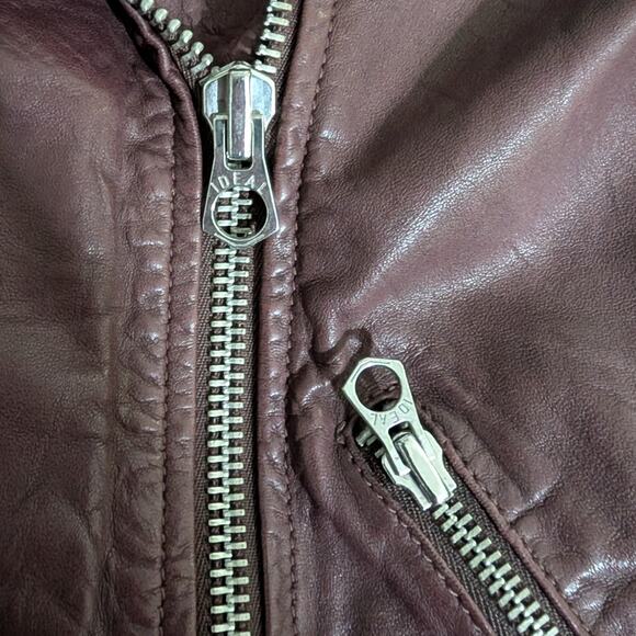 Madewell Washed Leather Motorcycle Jacket Size XS Cabernet Wine Preowned - Picture 7 of 14